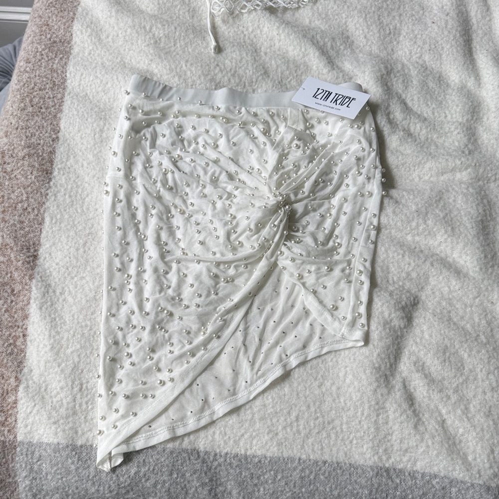 12th Tribe White Beaded Skirt
